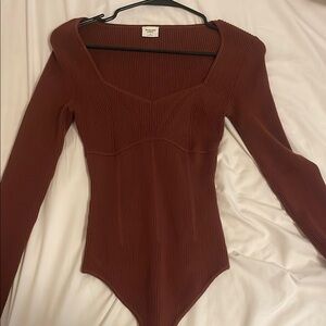 Women's Brown/Maroon Long Sleeve Top